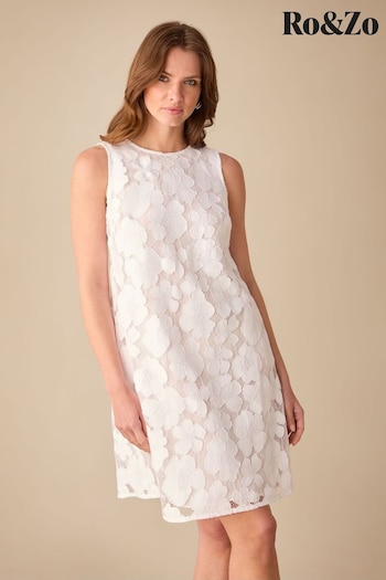 Ro&Zo Petite Lace Mini Shift White Dress (B95090) | £99