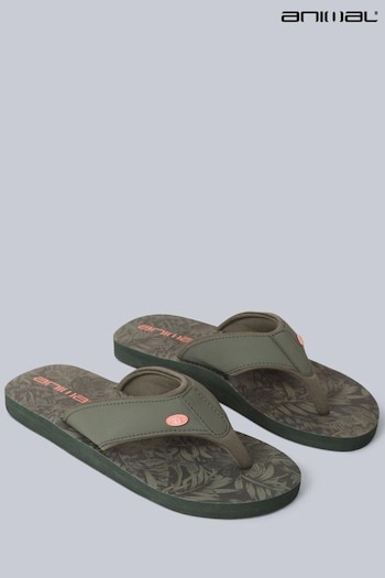 Animal Green Swish Printed Flip Flops (B95178) | £22