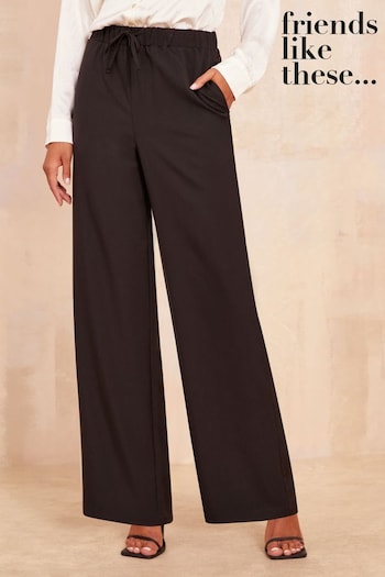 Friends Like These Black Wide Leg Elasticated Belted Trousers (B95188) | £35