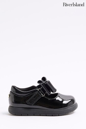 River Island Black Girls Patent Bow Mary Jane Shoes (B95207) | £22