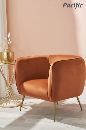 Pacific Tobacco Orange Lucca Velvet Chair (B95255) | £320