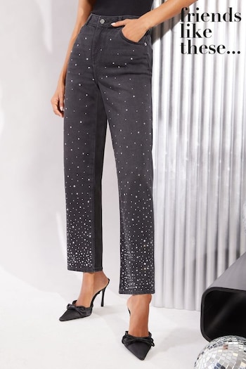 Ballet Flats & Mary Janes Diamante Black Authentic Denim Straight Leg jeans (B95281) | £38