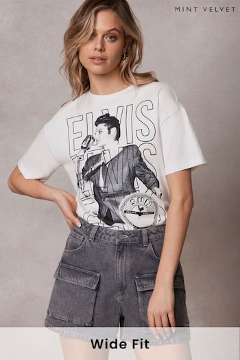 Mint Velvet White Elvis Graphic T-Shirt (B95282) | £45
