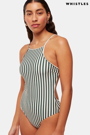 Whistles Green Stripe Swimsuit (B95319) | £89