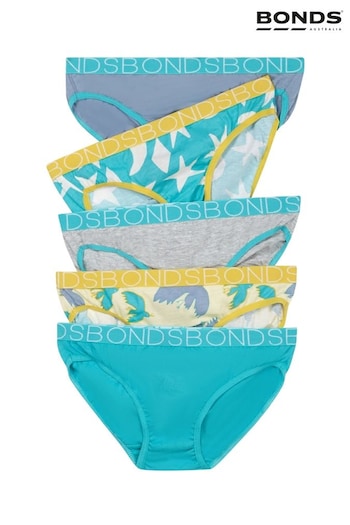 Bonds Green Star Print Bikini Briefs 5 Pack (B95335) | £16