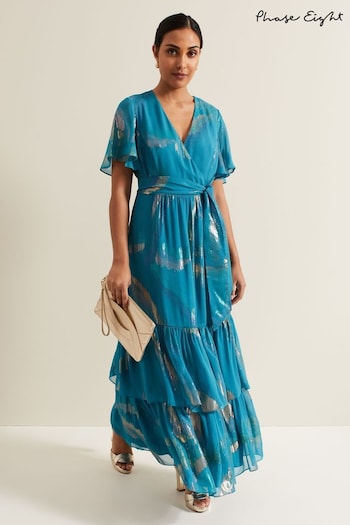 Phase Eight Blue Petite Charissa Silk Maxi Dress (B95379) | £349
