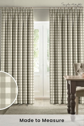 Sophie Allport Natural Stone Gingham Made to Measure Curtains (B95421) | £91
