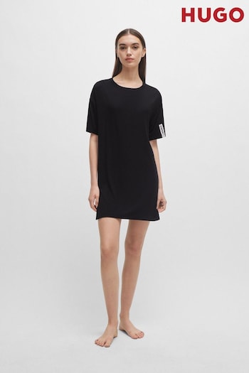 HUGO Relaxed Fit Black Night Dress With Logo Print (B95460) | £49