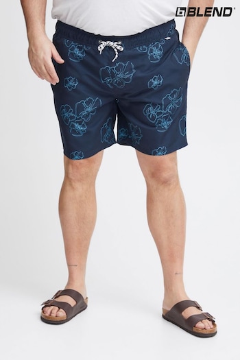 Blend Blue Floral Print Swim Embroidered Shorts (B95496) | £24