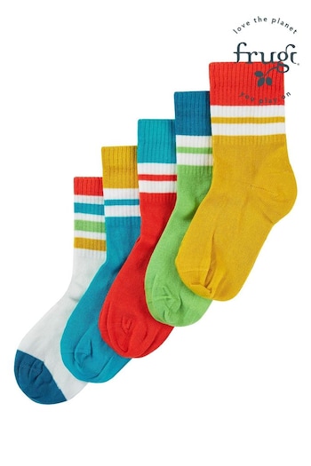Frugi Blue Rib Socks 5 Pack (B95526) | £20