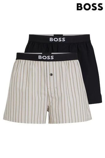 BOSS Natural Two-Pack Of Cotton Pyjama Shorts With Logo Waistbands (B95618) | £42