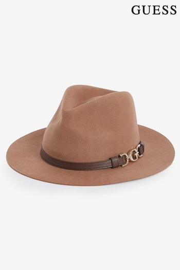 Guess DKB Camel Brown Wool Fedora Hat (B95628) | £65