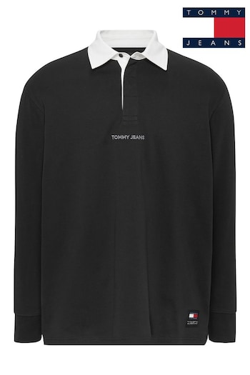 Tommy hooded Jeans Black Regular Badge Polo Shirt (B95851) | £60