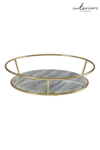 Interiors by Premier White Marble and Brass Finish Fruit Basket (B95860) | £33