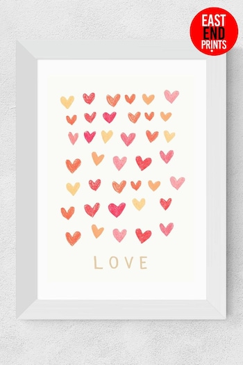 East End Prints White Love Heart Framed Art Print (B95930) | £44.95 - £119.95