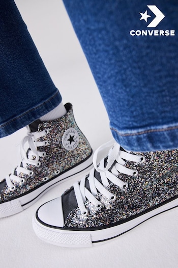 Converse Grey Chuck Taylor Glitter Youth Trainers (B95964) | £50