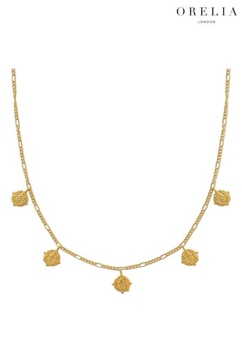 Orelia London Gold Tone Multi Coin Figaro Drop Necklace (B96011) | £30