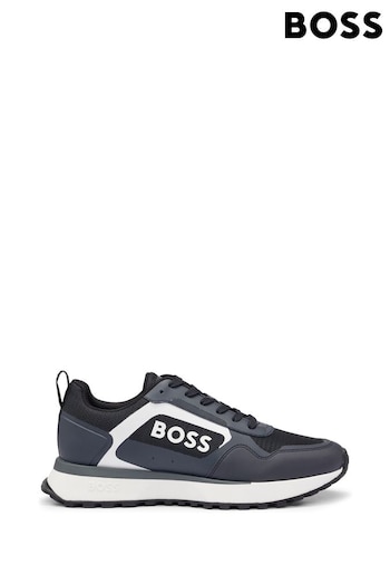 BOSS Blue Mixed-Material Lace-Up Trainers With Faux Leather (B96028) | £199