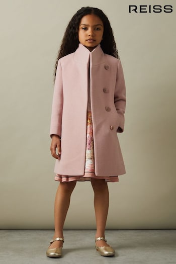 Reiss Pink Kia 4-9 yrs Wool Blend Funnel Neck Coat (B96355) | £110