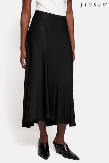 Jigsaw Satin Bias Asymmetric Black Skirt (B96365) | £125