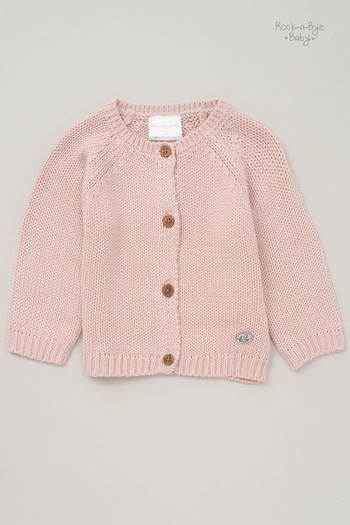 Rock-A-Bye Baby Boutique Pink Cosy Cotton Knit Cardigan (B96401) | £18