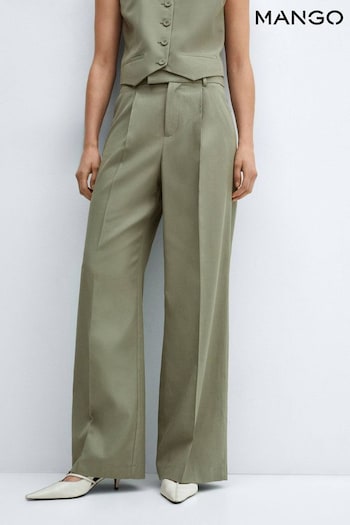 Mango Green Pleated Suit Trousers (B96414) | £50