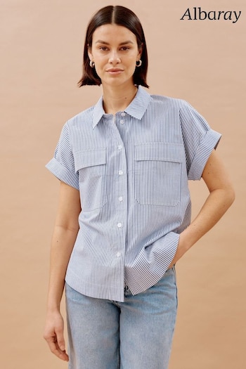 Albaray Blue Ticking Stripe Shirt (B96425) | £75