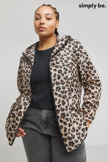 Simply Be Brown Leopard Print Packaway Jacket (B96449) | £29