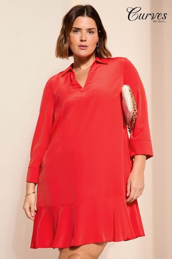 Curves Like These Red Kaftan Mini Dress Ruched (B96562) | £44