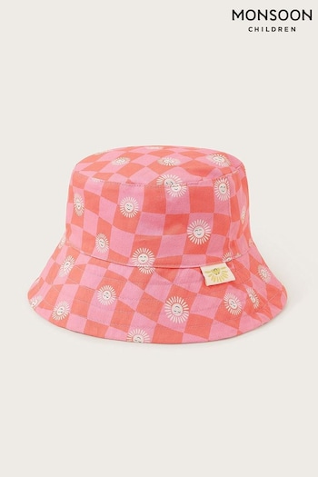 Monsoon Pink Checkerboard Bucket Hat (B96608) | £13 - £14