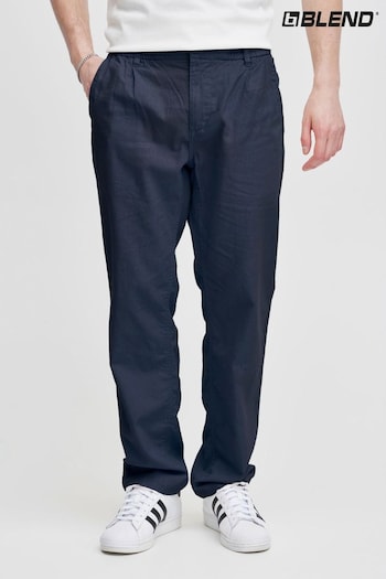 Blend Blue Linen Chino Trousers (B96765) | £35