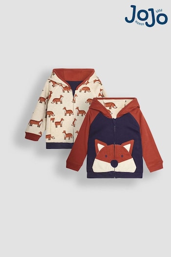 JoJo Maman Bébé Rust Fox Applique Reversible Hoodie (B96766) | £28