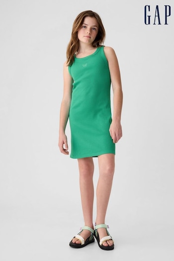 Gap Green Cotton Ribbed Tank Dress (4-13yrs) (B96804) | £12