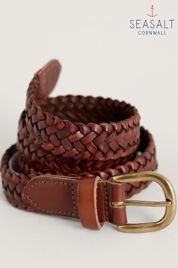 Seasalt Cornwall Brown Intertwined Woven Leather Belt (B96818) | £36