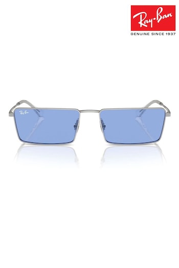 Ray-Ban Silver Tone Emy Rb3741 Rectangle Sunglasses (B96846) | £130