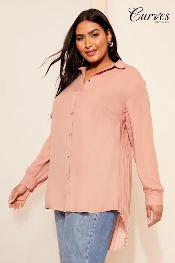 Curves Like These Pink Pleated Back Button Through Shirt (B96849) | £38