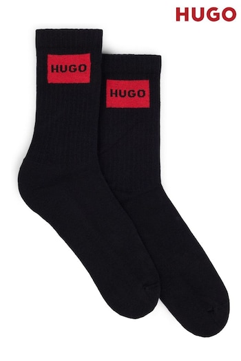 HUGO Short Length Black Socks 2 Pack In A Cotton Blend (B96901) | £16
