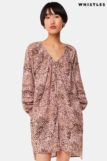 Whistles Pink Animal Print Swirl Cocoon Dress (B97050) | £119