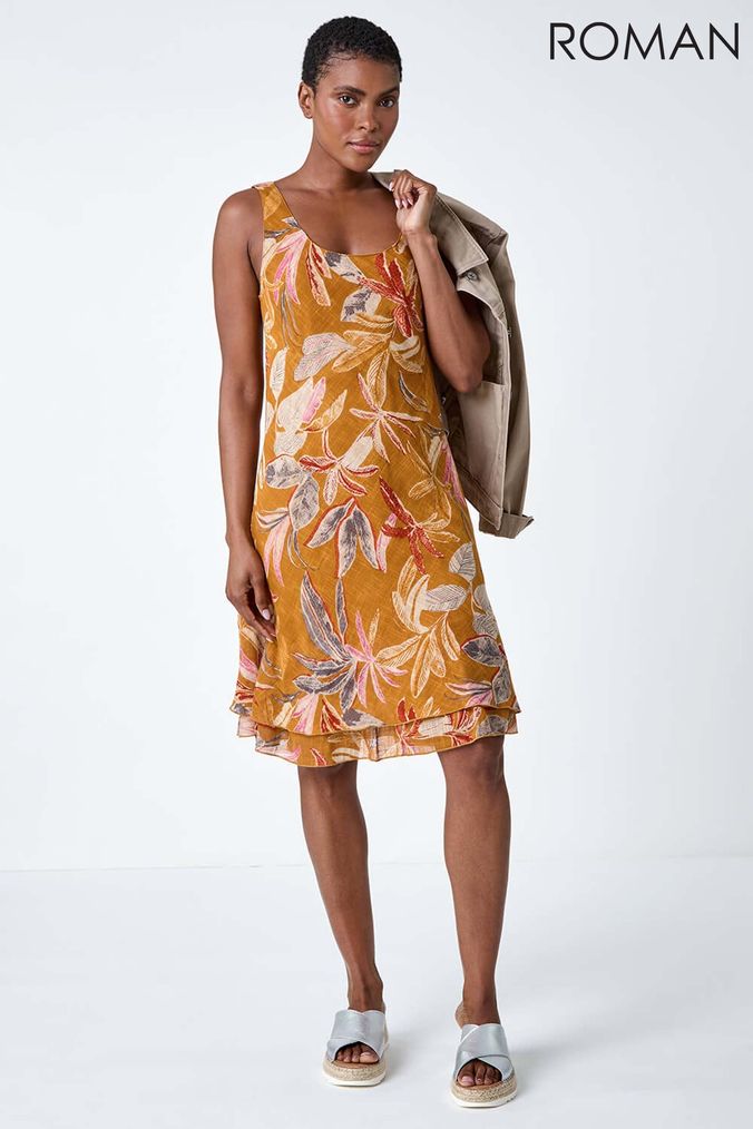 Buy Women s Orange Curve Floral Dresses Online Next UK