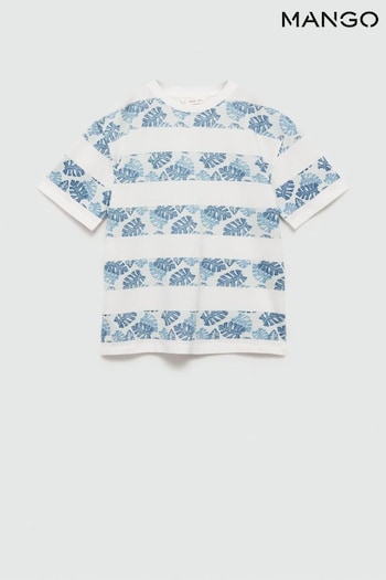Mango Blue Leaf Print T-Shirt (B97329) | £10