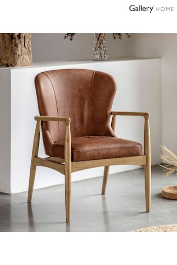 Gallery Home Antique Brown Codie Leather Armchair (B97354) | £750