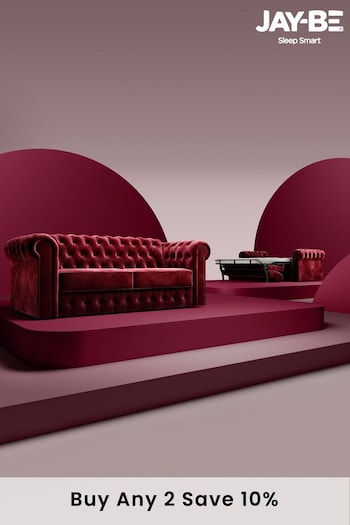 Jay-Be Luxe Velvet Shiraz Red Chesterfield 3 Seater Sofa Bed (B97364) | £4,500