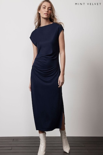 Mint Velvet Blue Jersey Column Midi Dress (B97419) | £99