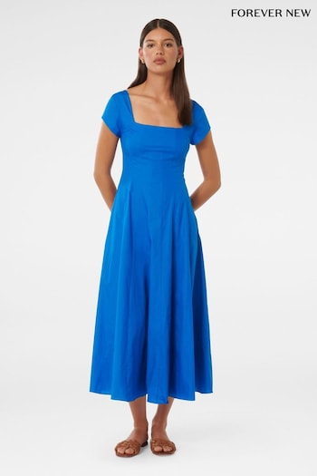 Forever New Blue Raleigh Cap Sleeves Midi Dress (B97440) | £95