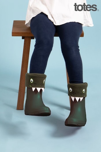 Totes lanetti Green Childrens Dinosaur Welly Liner Socks (B97443) | £12