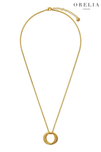 Orelia London Gold Tone Textured Interlocking Open Circle 18" Necklace (B97557) | £28