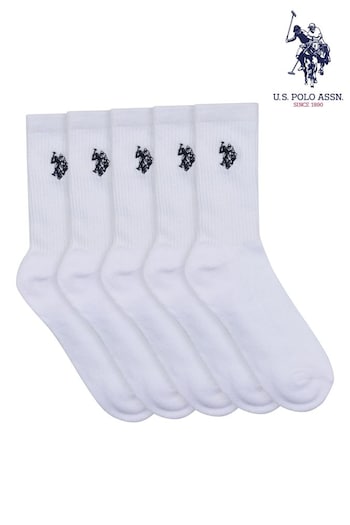 U.S. Polo Assn. Classic Sports White Socks 5 Pack (B97694) | £20