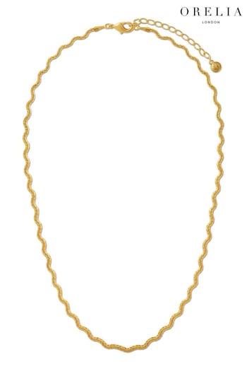 Orelia London Gold Tone Textured Wave Chain Necklace (B97834) | £25