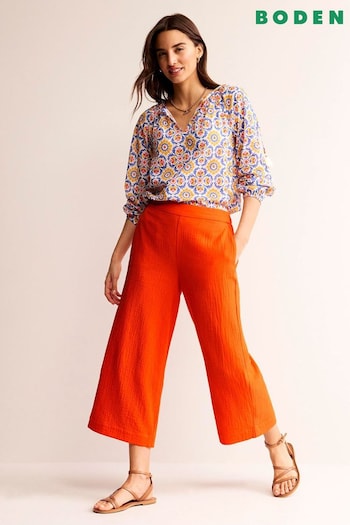 Boden Orange Double Cloth Cropped Trousers (B97943) | £60