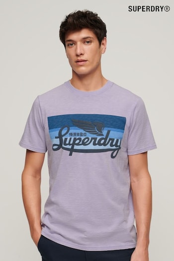 Superdry Purple Cali Striped Logo T-Shirt (B97995) | £30